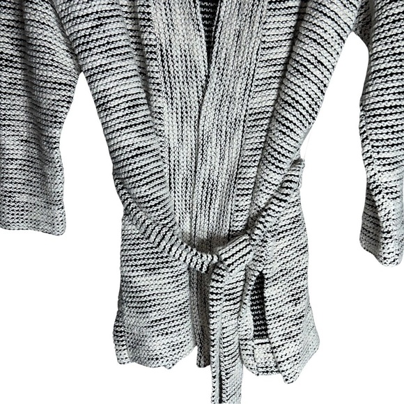Loft Knit Black & White Tie Cardigan - Size L - Picture 2 of 7